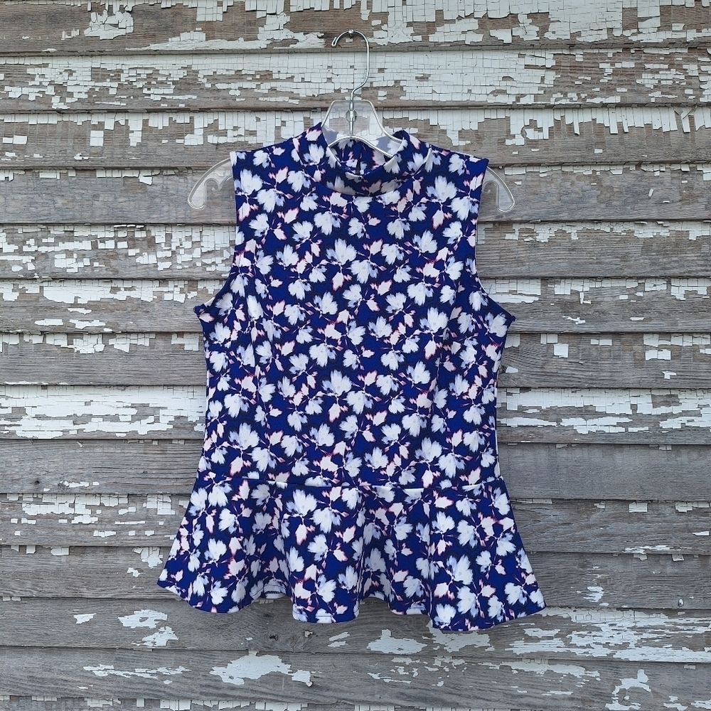 🌟 Banana Republic Factory Sleeveless Mock Neck Peplum Top Size Small NWT